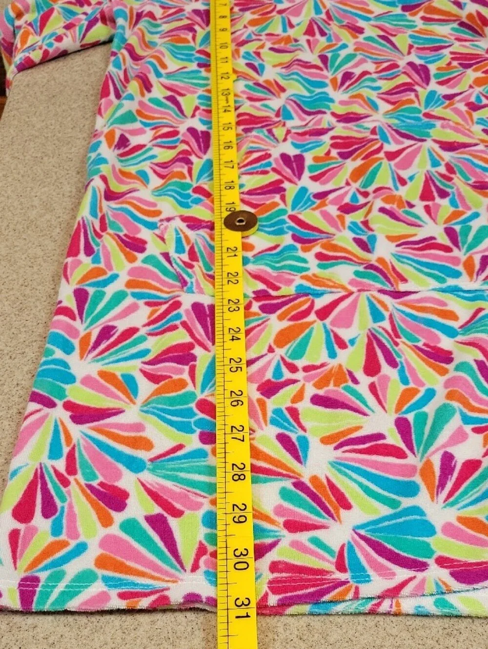 Lands' End Girls Hooded Swim Cover Up Beach Summer Colorful Print Size XL 14/16